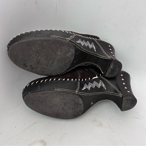 SONORA Western Style Suede Leather Mules Shoes Womens Size 6.5 Boho Cowgirl - Picture 11 of 11